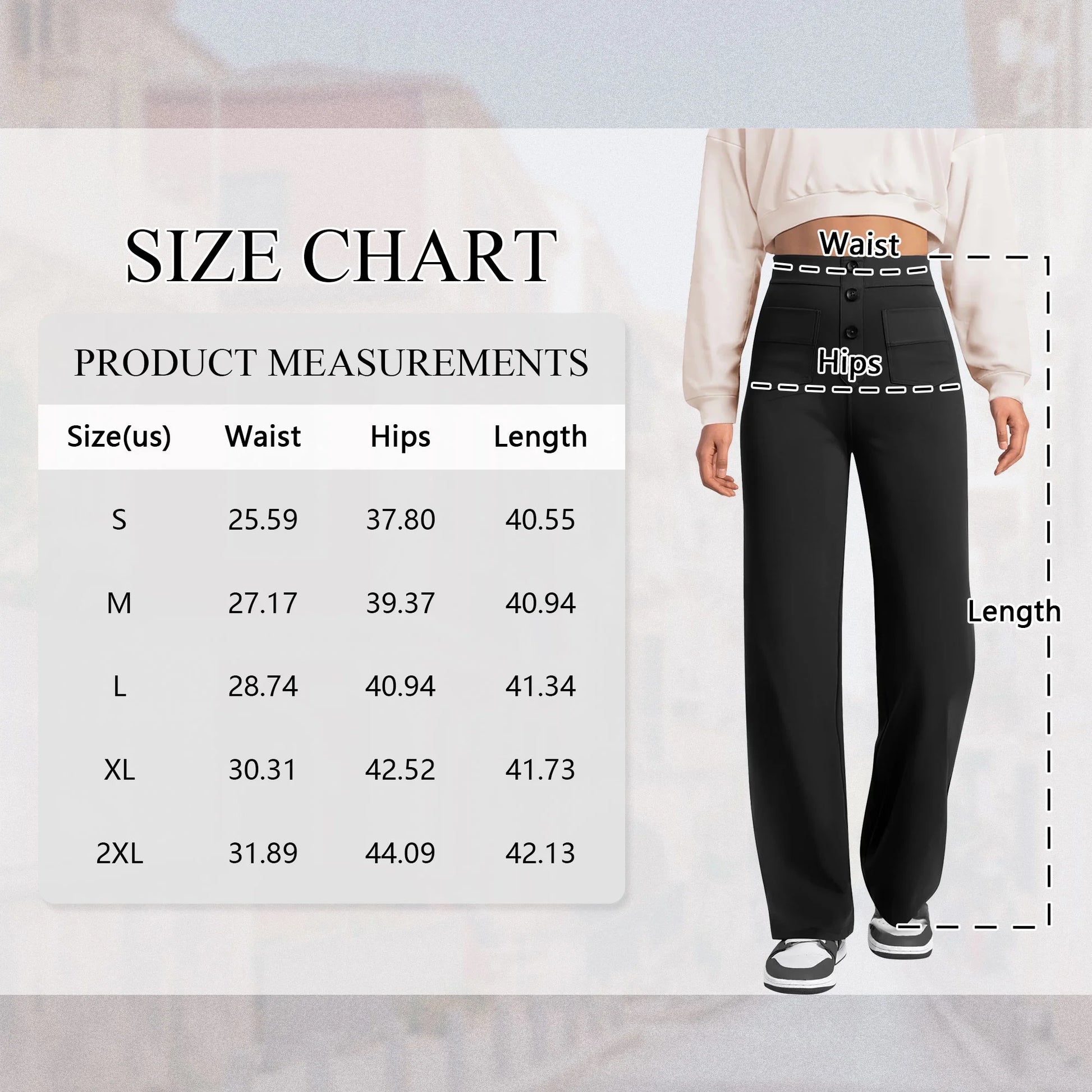 Womens Straight Leg Pants High Waisted Button Stretchy Business Work Casual Trousers Multiple Pockets Pants for Womens Clothes Elastic Waisted Slacks Casual