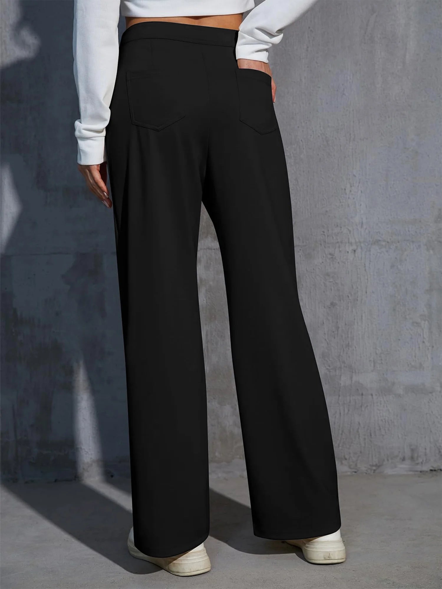 Womens Straight Leg Pants High Waisted Button Stretchy Business Work Casual Trousers Multiple Pockets Pants for Womens Clothes Elastic Waisted Slacks Casual